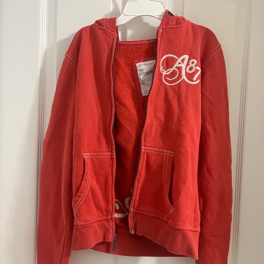Y2K 2000s Burnt Orange Aéropostale Hoodie with Logo